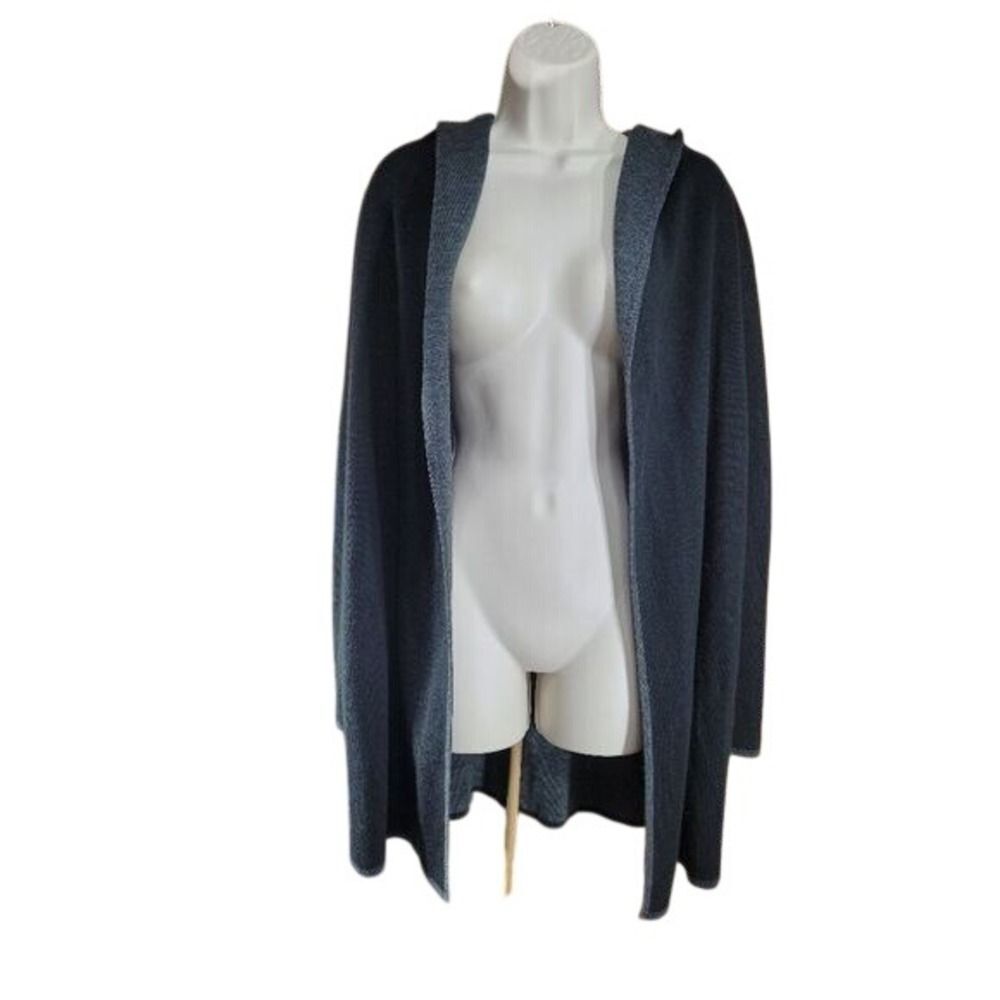Wool Blend BNCI Blanc Noir Hooded reversible Cardigan W/ M Gray Longline LN/NWOT